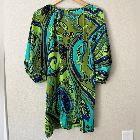 Cha Cha Vente Paisley Puff Sleeve Tunic Top Blouse Womens Size 1X Colorful - Picture 5 of 6